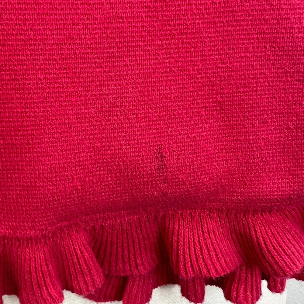J CREW‎ Womens Pinkish Red Cardigan Sweater DOUBLE BREASTED Ruffled size Medium